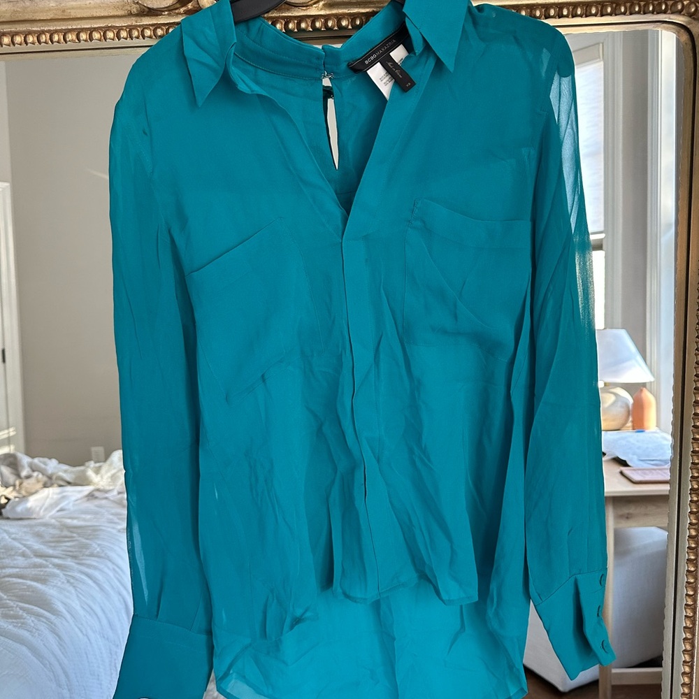 Bcbgmaxazria‎ Teal Women's sheer blouse